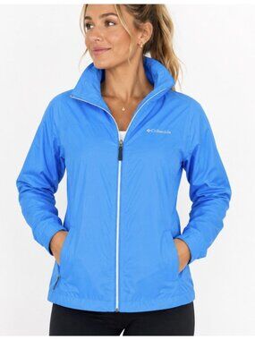 Columbia Switchback III Rain Jacket Womens XXL 2XL Blue Waterproof Full Zip Hood